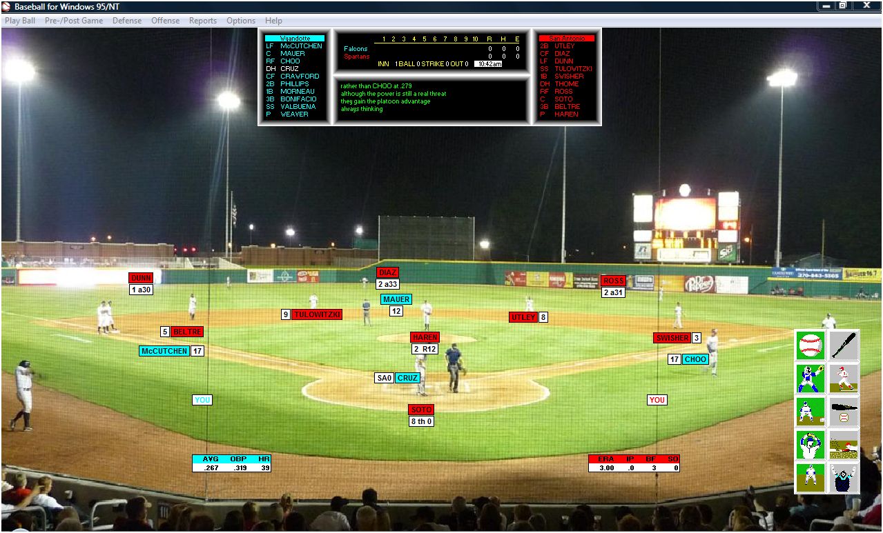 Screen capture of the APBA Baseball for Windows Game